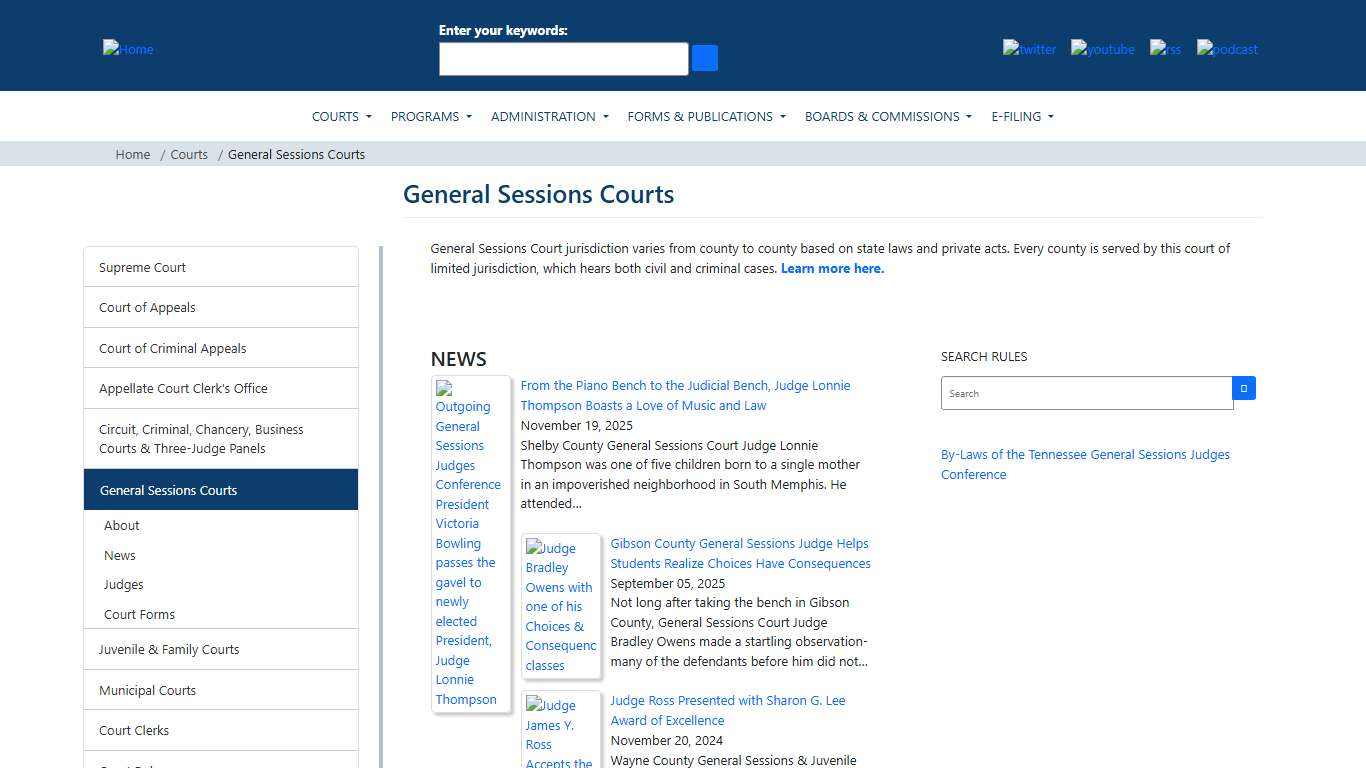 General Sessions Courts Tennessee Administrative Office of the Courts