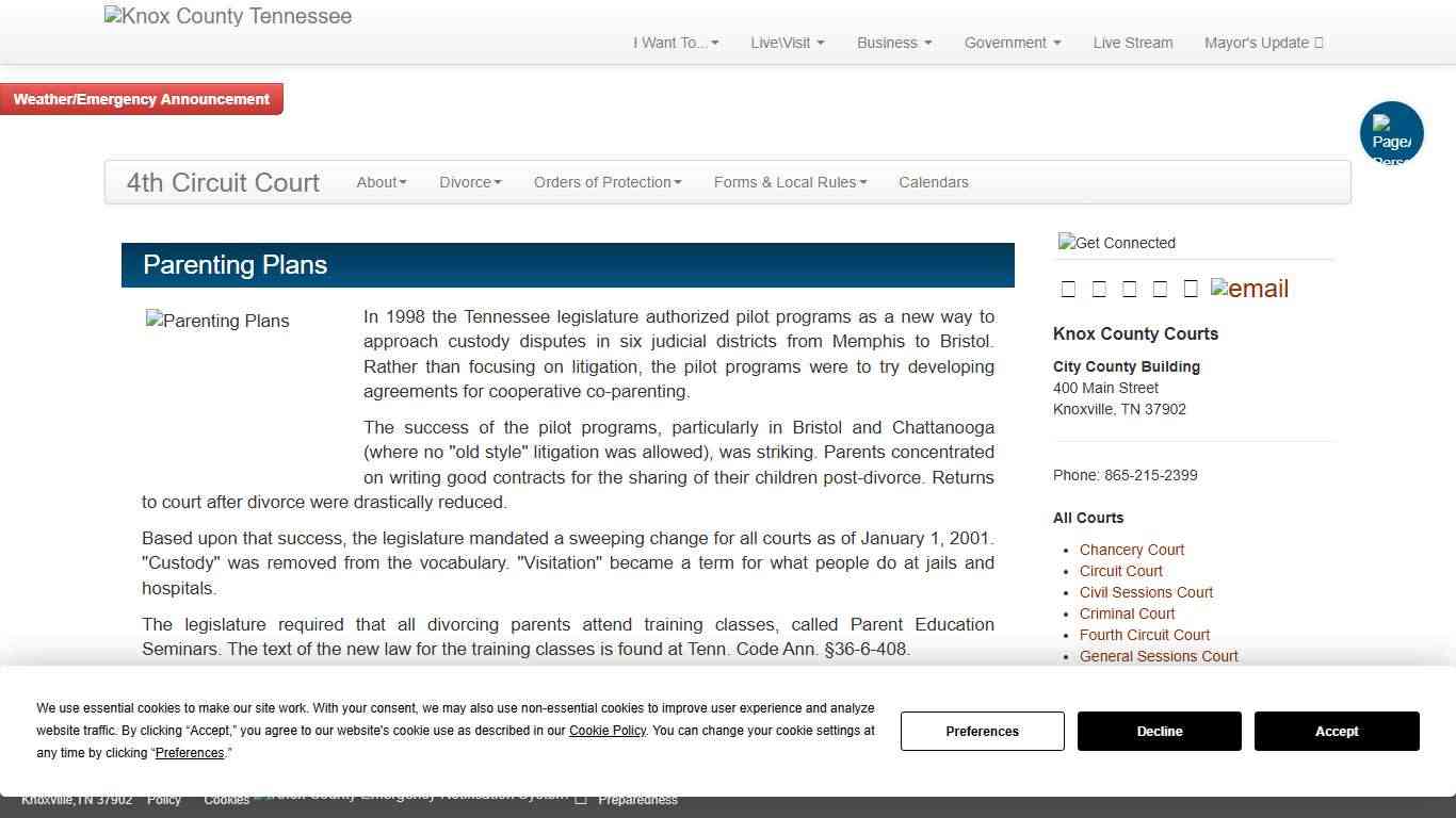 Parenting Plans - 4th Circuit Court - Knox County Court Systems - Knox County Tennessee Government